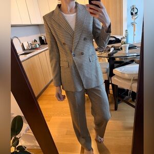 Massimo Dutti Beige Checkered Suit size 6